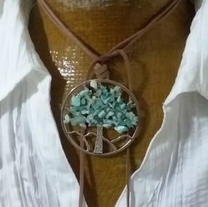 TREE OF LIFE AMAZONITE gemstone wrap necklace